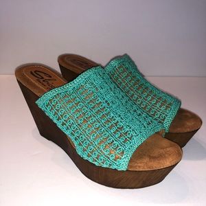 Aqua Crochet Wedge